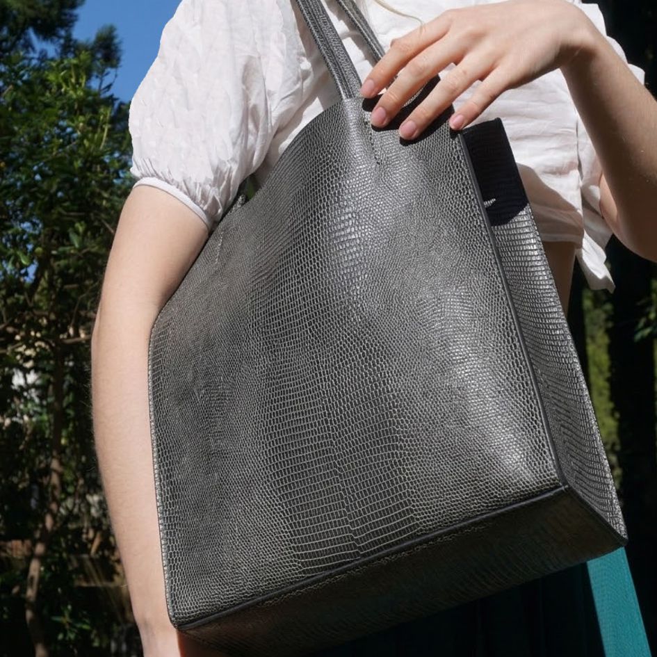 Tote Yoko - Piel negro grabado Iguana