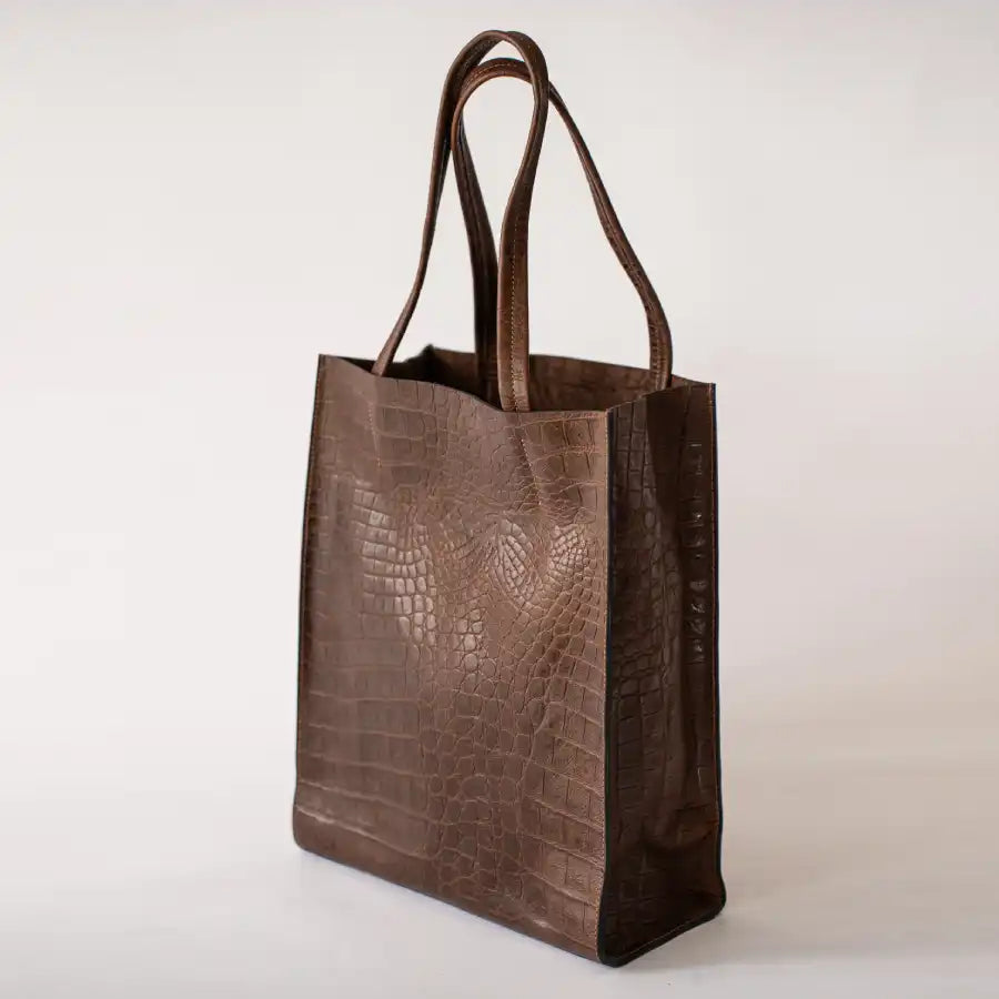 Tote Yoko - Piel chocolate grabado croco
