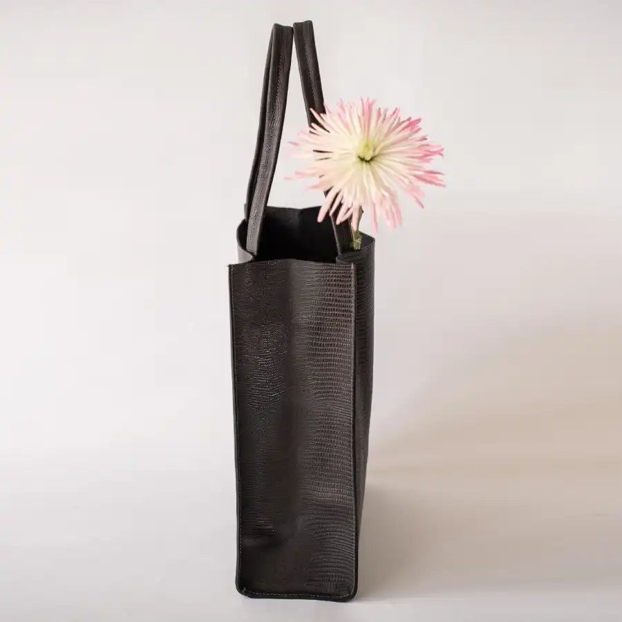 Tote Yoko - Piel negro grabado Iguana