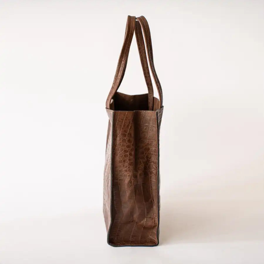 Tote Yoko - Piel chocolate grabado croco