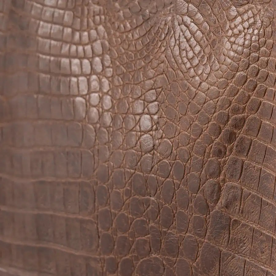 Sac cabas Yoko - En cuir chocolat imprimé crocodile