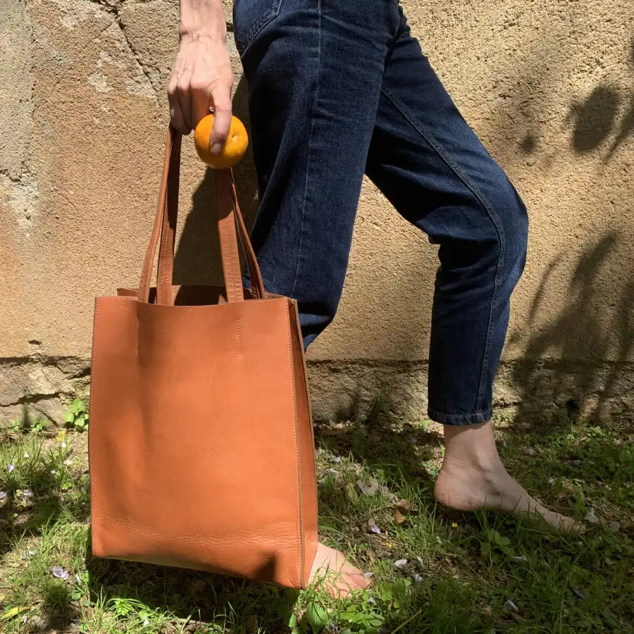 Sac cabas Yoko - En cuir caramel